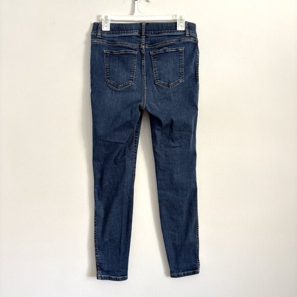 Spanx Blue Pull-On Ankle Skinny Jeans Elastic Band Women’s Size Large Leggings - Picture 6 of 8